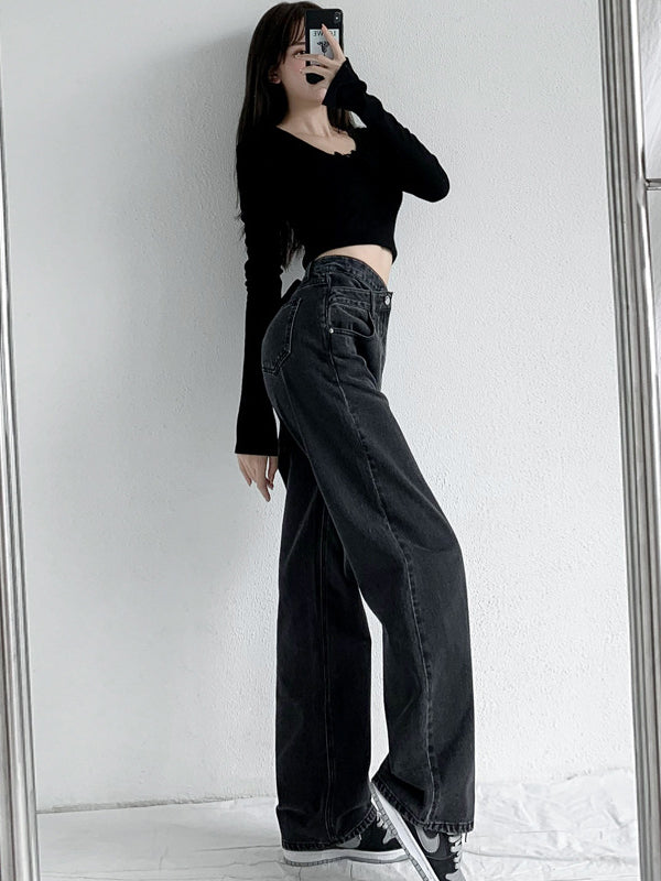 xakxx 4 Colors High Waisted Jean Pants Bottoms