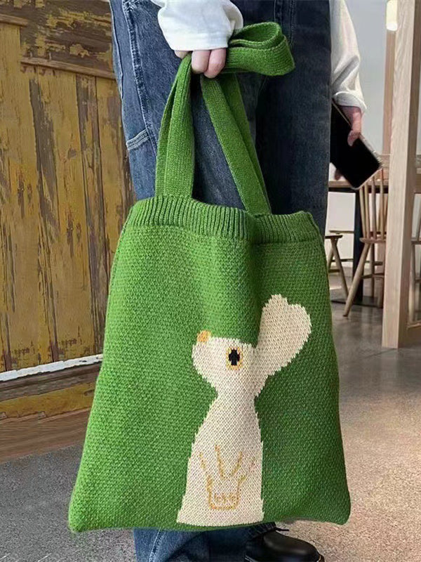 xakxx Casual Weave Contrast Color Animal Bags Accessories