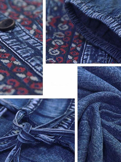 xakxx Vintage Oversize Embroidery Denim Dress