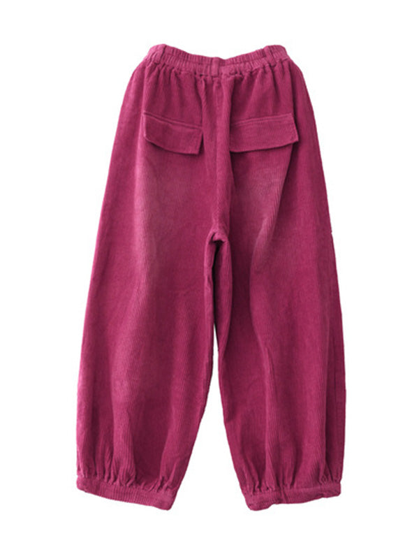 xakxx Loose Elasticity Solid Color Casual Flared Pants Bottoms
