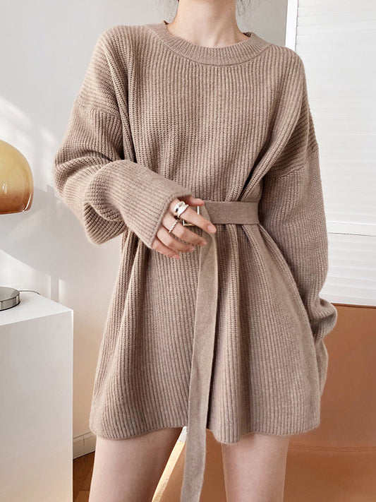 xakxx Loose Lace-Up Knitting Dress