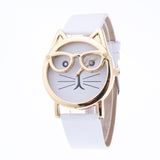 xakxx Cute Cartoon Glasses Cat Watch