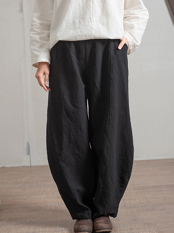 xakxx Simple High Waisted Solid Color Wide Leg Pants
