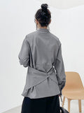 xakxx Light Maturity Irregular Stand Collar Long Sleeve Shirt
