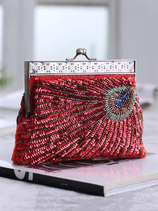 xakxx 4 Colors Urban Geometric Sequined Makeup Bag Handbag