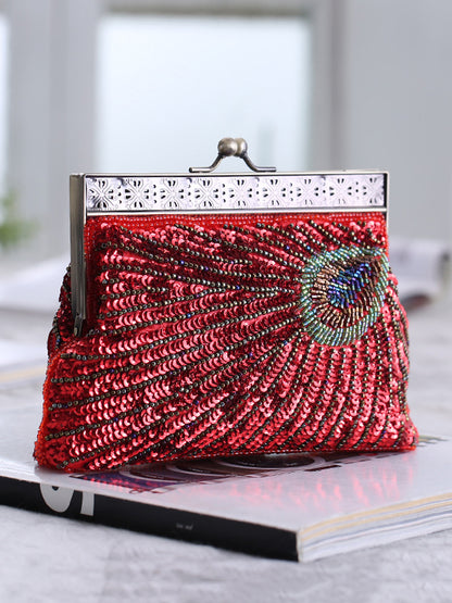 xakxx 4 Colors Urban Geometric Sequined Makeup Bag Handbag