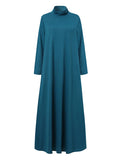 xakxx Casual Loose 4 Colors High-Neck Long Sleeves Maxi Dress