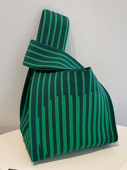 xakxx Contrast Color Striped Woven Bags Woven Handbag