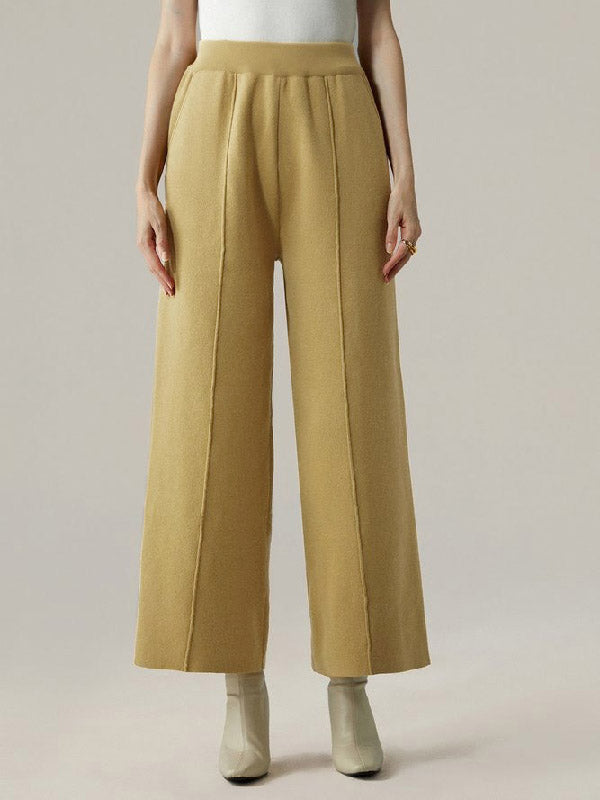 xakxx Ninth Pants Wide Leg Solid Color Pants Trousers