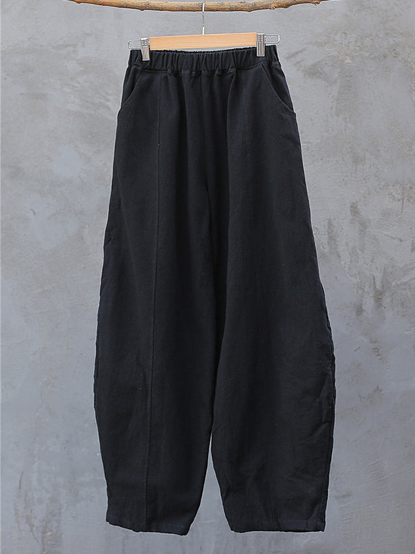xakxx Simple High Waisted Solid Color Wide Leg Pants