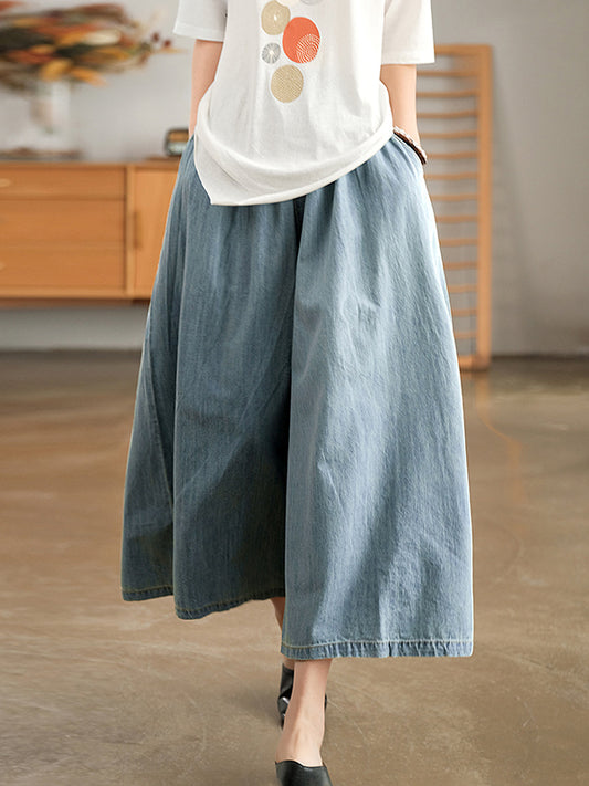 xakxx Artistic Retro Loose Wide Legs Elasticity Jean Pants
