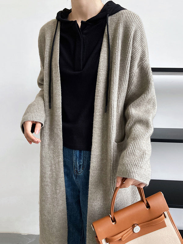 xakxx Casual Loose Solid Color Cardigan Tops