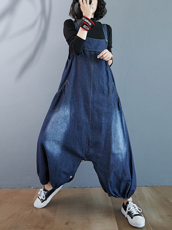 xakxx Simple Denim Buttoned Overalls&Dress