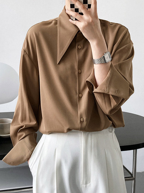 xakxx Stylish 3 Colors Solid Color Long Sleeves Blouse