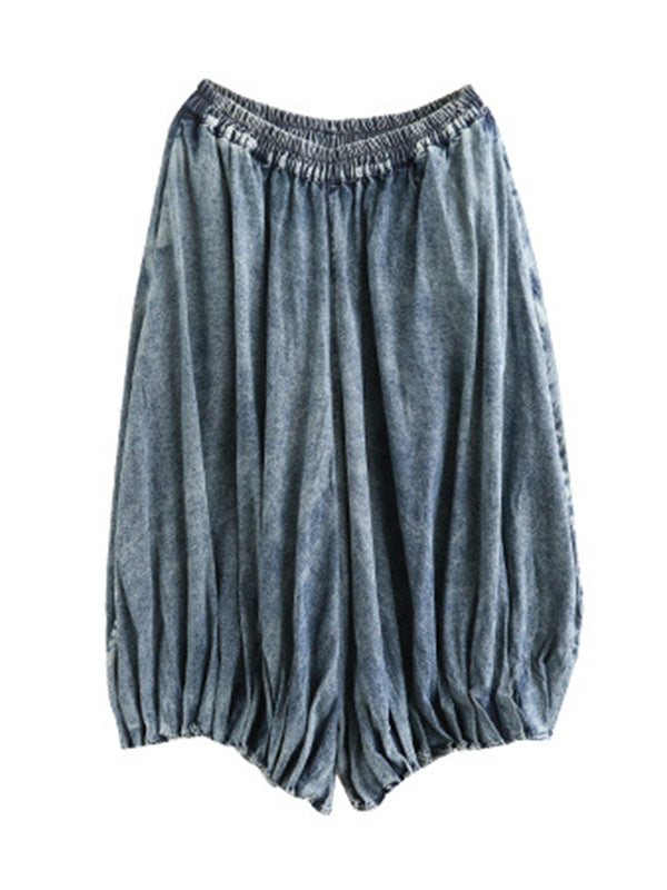 xakxx Vintage Elastic Waist Wide Leg Over Size Jean Pants