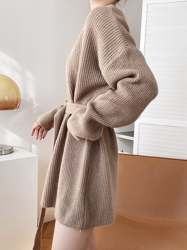xakxx Loose Lace-Up Knitting Dress