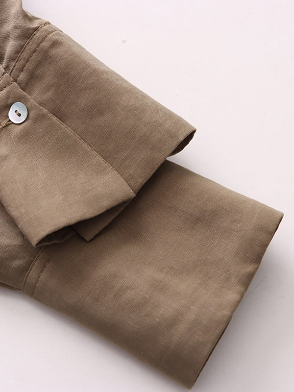 xakxx Solid Color Lapel Blouses&Shirts Tops
