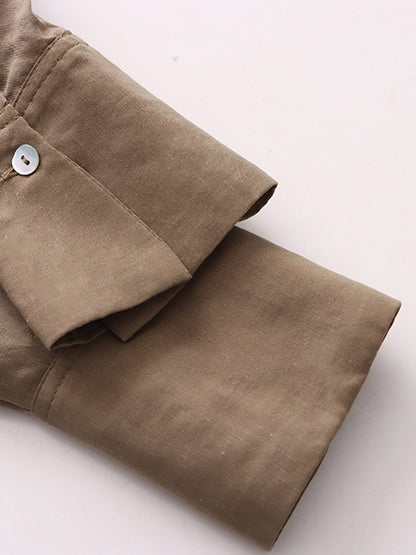 xakxx Solid Color Lapel Blouses&Shirts Tops