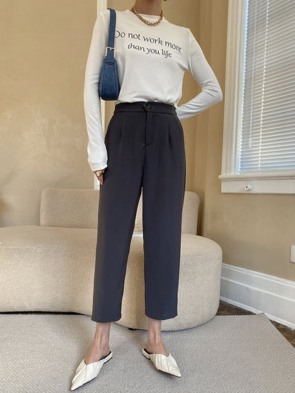 xakxx Simple Column Solid Color Casual Ninth Pants Bottoms