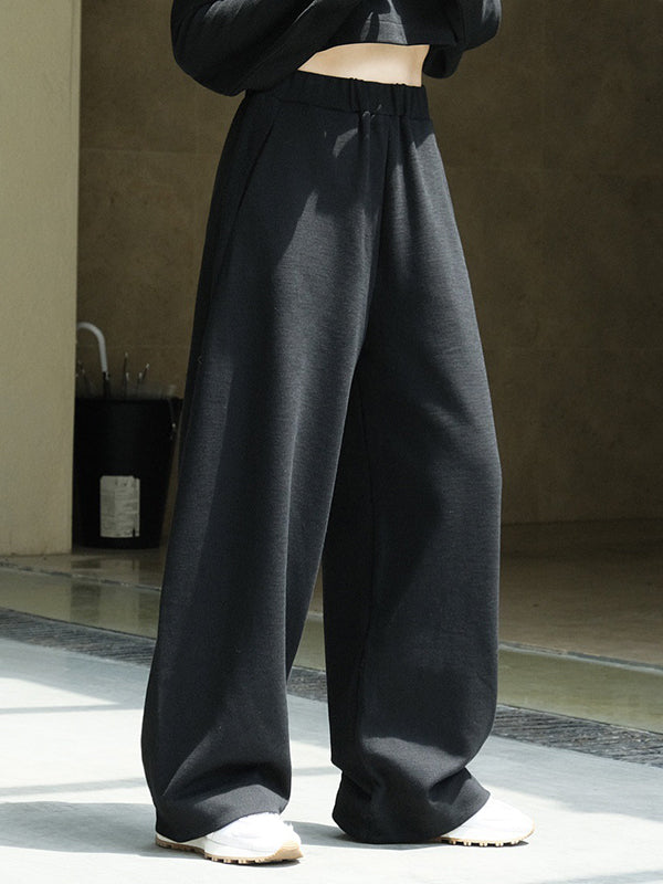 xakxx Casual Wide Leg Loose Solid Color Pants
