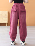 xakxx Loose Elasticity Solid Color Casual Flared Pants Bottoms