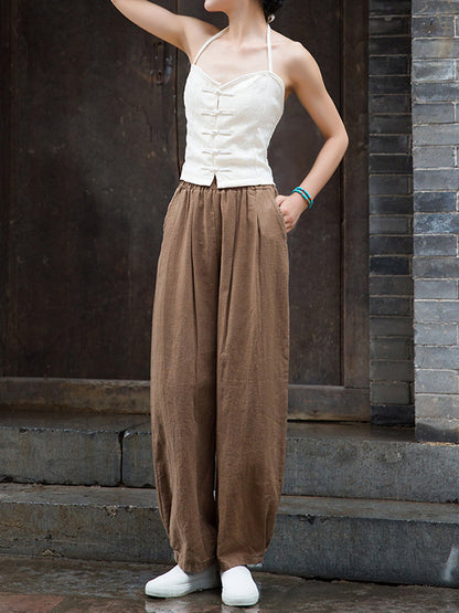xakxx Bloomers Solid Color Casual Pants Bottoms Trousers