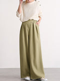 xakxx Casual Wide Leg Loose Solid Color Pants Bottoms