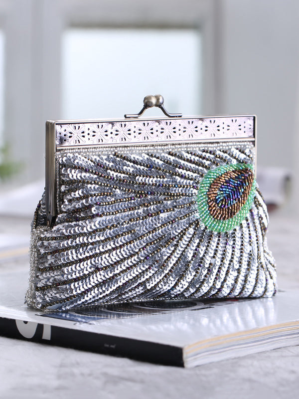 xakxx 4 Colors Urban Geometric Sequined Makeup Bag Handbag