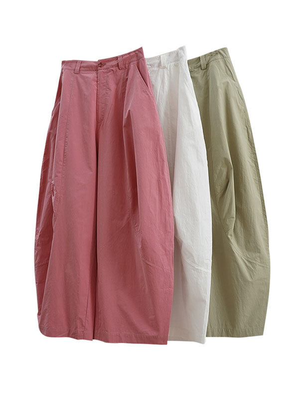 xakxx Loose Wide Leg Solid Color Split-Joint Casual Pants Bottoms Trousers