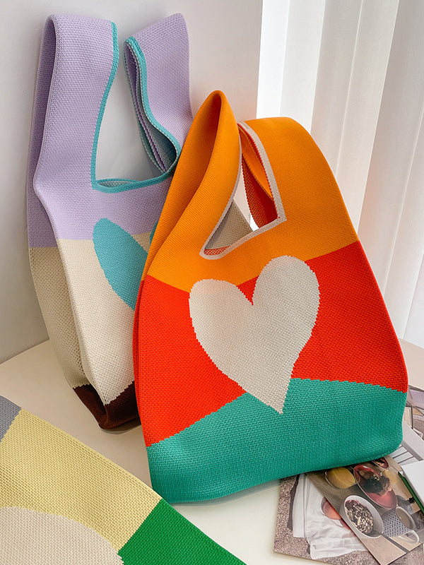 xakxx Heart Print Multi-Colored Bags Handbags