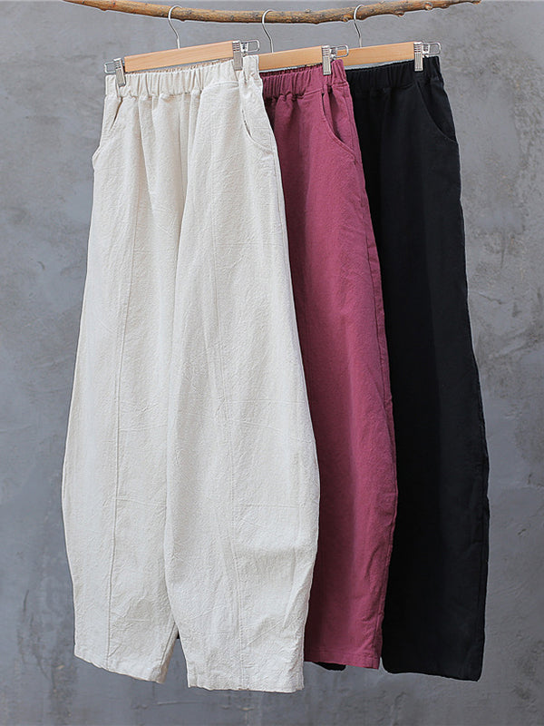 xakxx Simple High Waisted Solid Color Wide Leg Pants