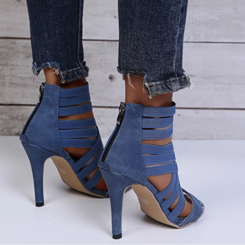 Pumps Women Shoes High Heels Women Sandals  Zipper New Fashion Summer High Heels Sexy Ladies Peep Toe Shoes Women Pumps