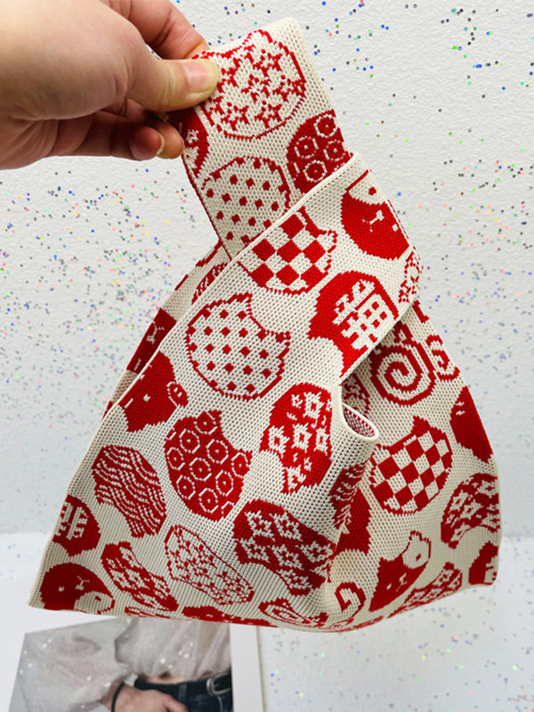 xakxx Cartoon Printed Cute Bags Woven Handbag