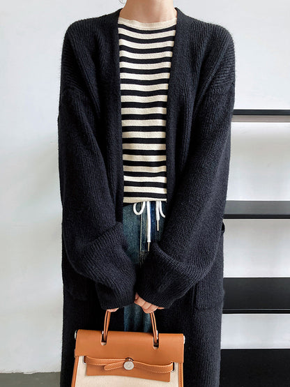 xakxx Casual Loose Solid Color Cardigan Tops