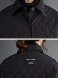 xakxx Simple Loose Rhombic Belted Solid Color Lapel Padded Coat