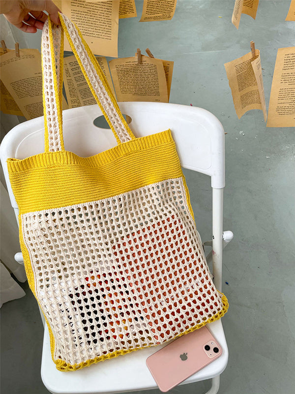 xakxx Beach Contrast Color Hollow Bags Accessories
