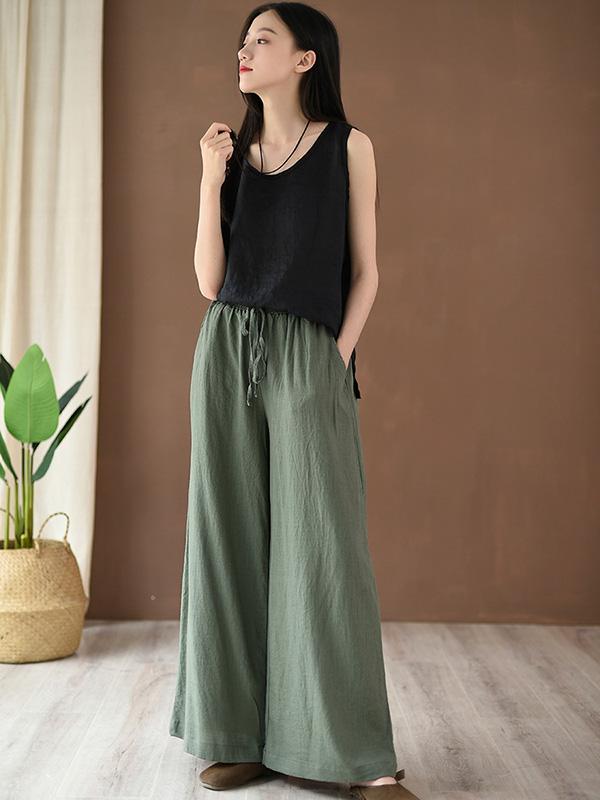 xakxx Vintage Linen Wide Leg Ramie Pants