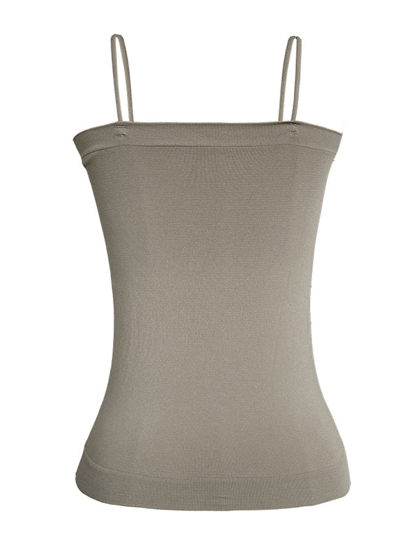 xakxx Simple Casual Solid Color Spaghetti-Neck Vest Top