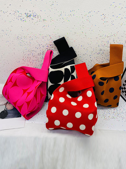 xakxx Contrast Color Polka-Dot Bags Accessories Woven Handbag