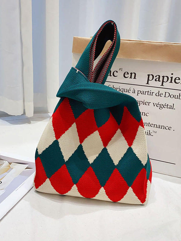 xakxx Urban Rhombic Contrast Color Bags Accessories Handbags