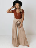 xakxx 11 Colors Simple High Waisted Solid Color Casual Wide Leg Pants