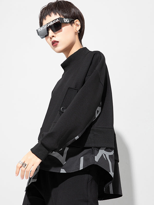 xakxx Original Split-Joint False Two Sweatshirt Tops