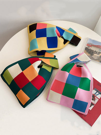 xakxx Casual Checkerboard Contrast Color Color-Block Bags Accessories Handbags