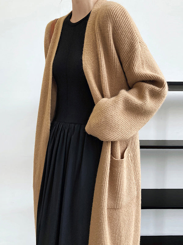 xakxx Casual Loose Solid Color Cardigan Tops