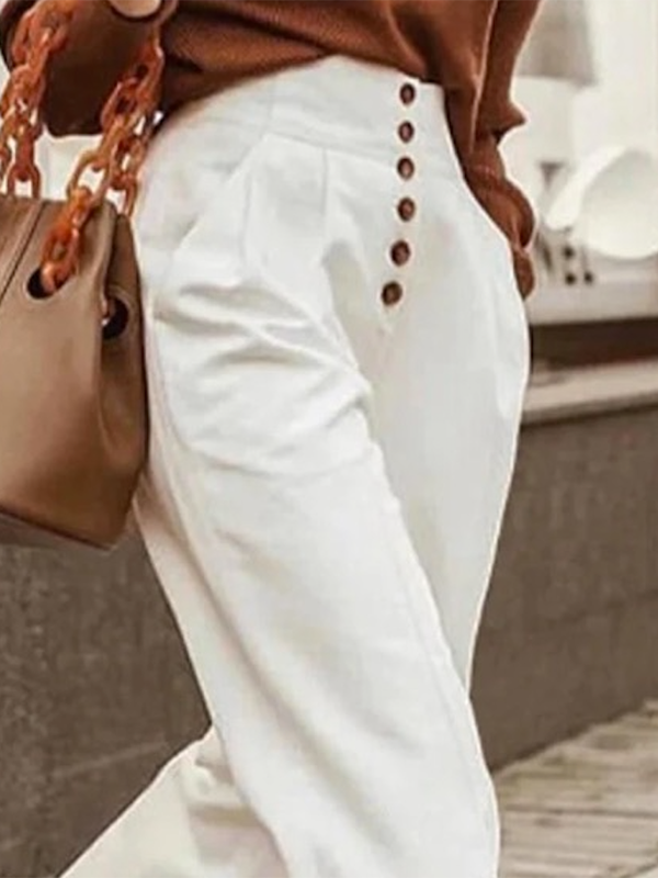xakxx Loose Wide Leg Solid Color Casual Pants Bottoms