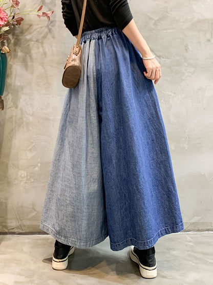 xakxx Vintage Wide Leg Elasticity Split-Joint Jean Pants Bottoms