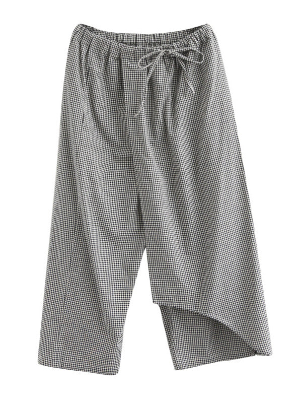 xakxx Original Plaid Irregularity Column Pants