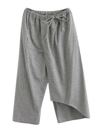 xakxx Original Plaid Irregularity Column Pants