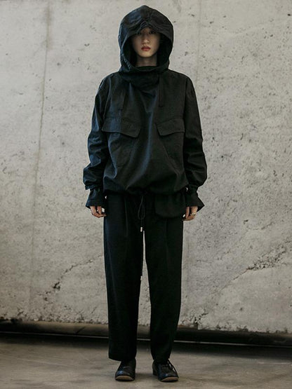 xakxx Loose Solid Drawstring Space Style Hoodie Sweatshirt