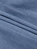 xakxx Long Sleeves Loose Split-Joint Tied Waist V-Neck Denim Mini Dresses